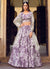 Purple And White Printed Crinkle Lehenga Choli