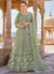 Olive Green Cording Thread Embroidery Designer Anarkali Suit