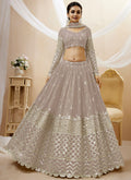 Beige Mirror Work Embroidery Wedding Lehenga Choli