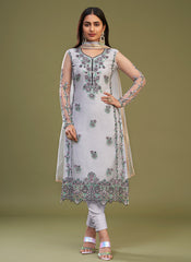 White Multi Embroidery Bridesmaid Pant Style Suit