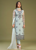 Light Blue Multi Embroidery Bridesmaid Pant Style Suit
