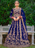 Royal Blue Cording Zari Embroidery Wedding Lehenga Choli