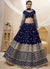 Blue Mirror Work Embroidery Wedding Lehenga Choli