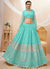 Teal Blue Mirror Work Embroidery Wedding Lehenga Choli