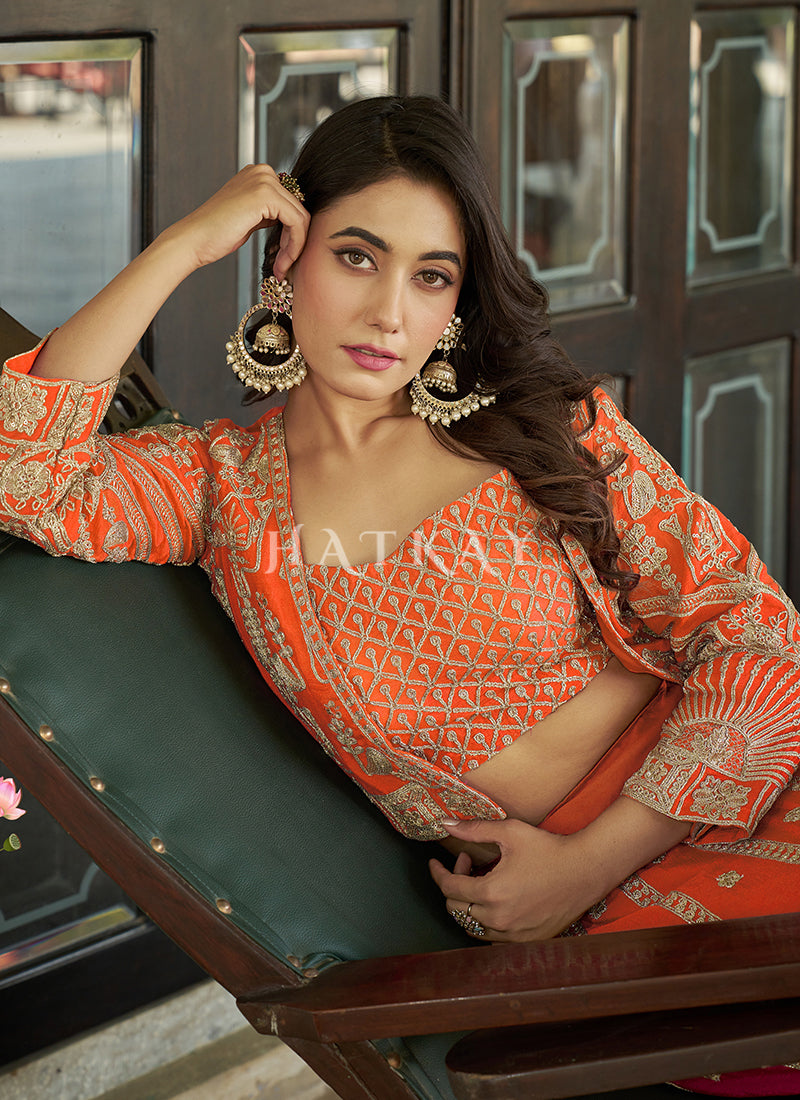 Orange Traditional Lehengas
