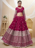 Hot Pink Mirror Work Embroidery Wedding Lehenga Choli