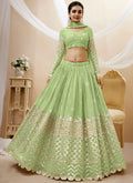 Light Green Mirror Work Embroidery Wedding Lehenga Choli