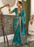 Turquoise Golden Brocade Weaved Handloom Silk Saree