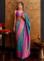 Blue And Purple Zari Weaved Handloom Silk Saree
