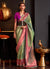 Green And Magenta Zari Weaved Handloom Silk Saree