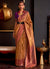 Orange And Purple Zari Weaved Handloom Silk Saree