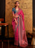 Pink And Blue Zari Weaved Handloom Silk Saree