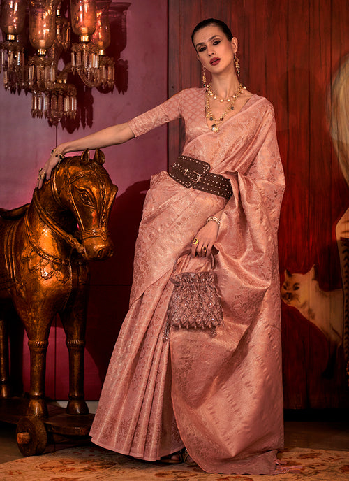 Pink Weaved Handloom Kalkatti Silk Saree