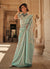 Aqua Blue Weaved Traditional Satin Silk Saree