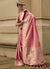 Rose Peach Brocade Weaved Handloom Silk Saree