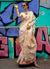 Light Peach Handloom Woven Floral Printed Silk Saree