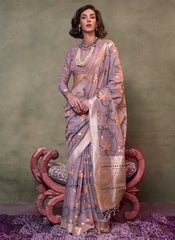 Purple Handloom Silk Saree