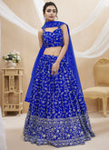 Blue Sequence Embroidery Wedding Lehenga Choli 