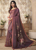 Mauve Two Tone Digital Floral Printed Silk Saree