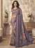 Purple Two Tone Digital Floral Printed Silk Saree