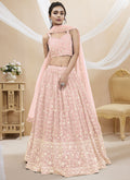 Light Pink Sequence Embroidery Wedding Lehenga Choli