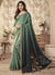 Green Two Tone Digital Floral Printed Silk Saree
