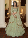 Light Green Sequence Embroidery Designer Lehenga Choli