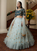 Blue Two Tone Sequence Embroidery Designer Lehenga Choli