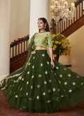 Green Two Tone Sequence Embroidery Designer Lehenga Choli