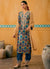 Royal Blue Embroidered Velvet Kurta Pant Suit