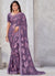 Purple Mirror Work Embroidery Georgette Jacquard Saree
