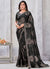 Black Mirror Work Embroidery Georgette Jacquard Saree