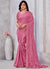 Pink Mirror Work Embroidery Georgette Jacquard Saree