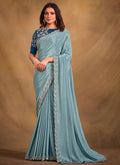 Blue Multi Embroidery Traditional Festive Saree