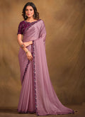Purple Multi Embroidery Traditional Festive Saree