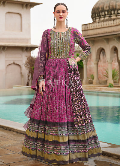 Pink Multicoloured Handwork Designer Gown