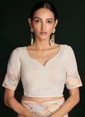 White And Peach Embroidery Lucknowi Saree In USA Kansas