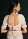 White And Peach Embroidery Lucknowi Saree In USA Kansas