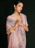 Pink Multi Embroidery Lucknowi Saree In USA Pennsylvania