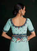 Turquoise Multi Embroidery Lucknowi Saree In USA California San Francisco-Oakland-San Jose CA