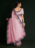 Rich Pink Multi Embroidery Lucknowi Saree In USA Leesburg