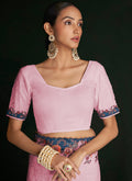 Rich Pink Multi Embroidery Lucknowi Saree In USA Leesburg