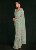 Green Multi Embroidery Lucknowi Saree I n USA Texas