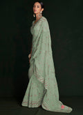 Green Multi Embroidery Lucknowi Saree I n USA Texas