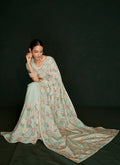 Pale Green Multi Embroidery Lucknowi Saree In USA  Washington