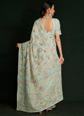 Pale Green Multi Embroidery Lucknowi Saree In USA  Washington