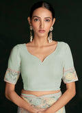 Pale Green Multi Embroidery Lucknowi Saree In USA  Washington