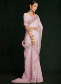 Pink Multi Embroidery Lucknowi Saree In USA Leesburg