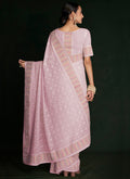 Pink Multi Embroidery Lucknowi Saree In USA Leesburg