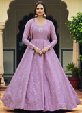 Lavender Sequence Embroidered Anarkali Gown With Jacket